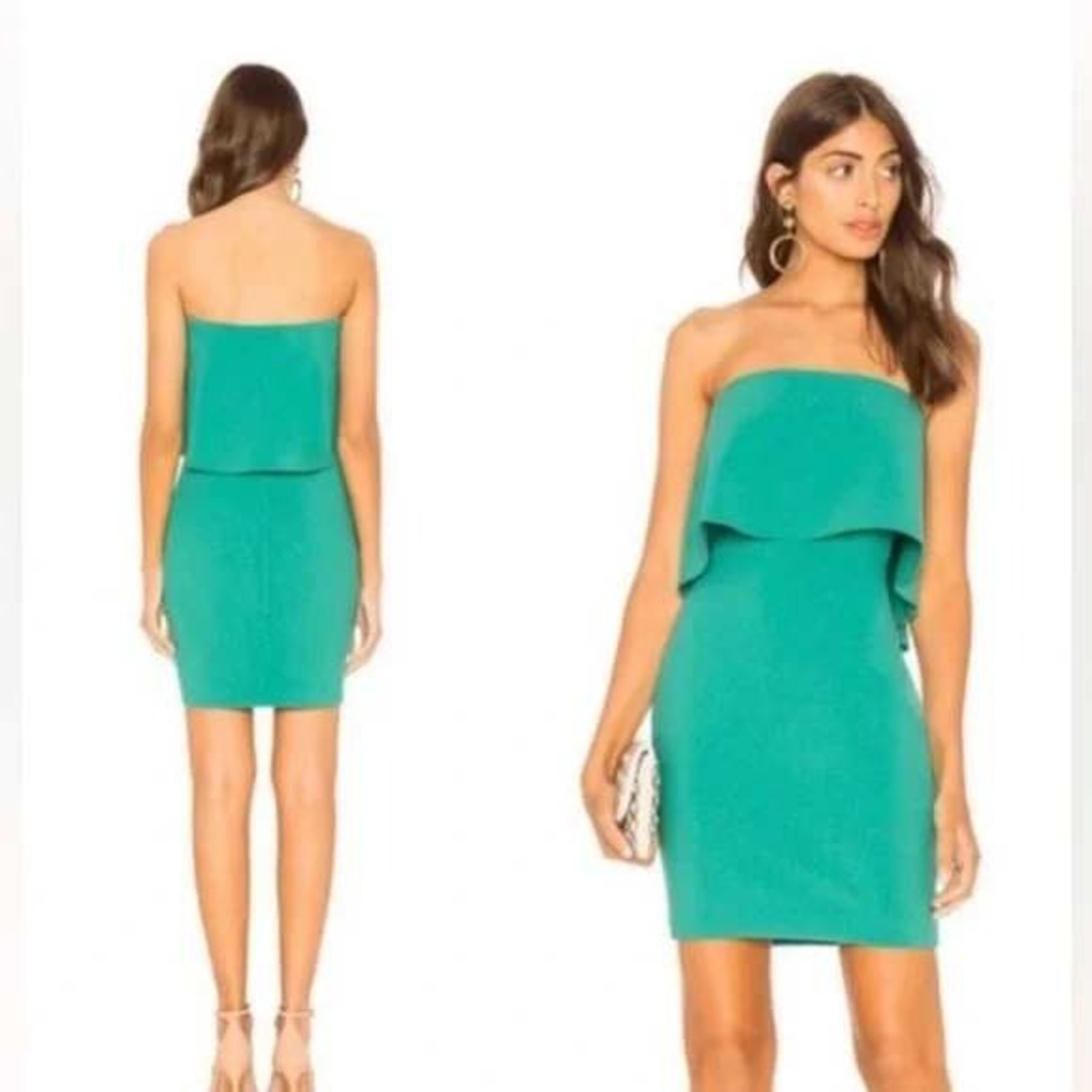 Likely Driggs Revolve Strapless Mini Dress Emerald Green Popover Cocktail Size 0
